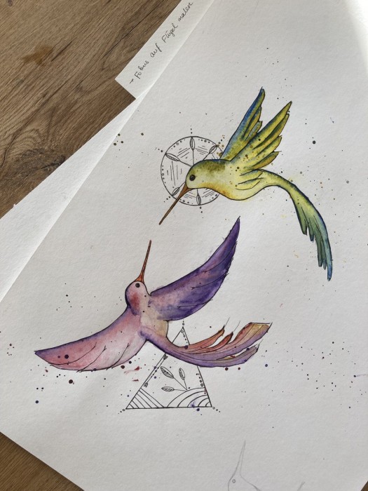 Kolibris in Aquarell